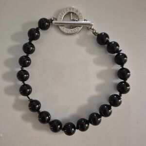TIFFANY Sterling Silver Black Onyx Bead Toggle Bracelet